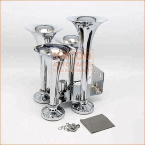 4 Four Ways Super Loud Speaker Electric Motorcycle Air Horns with Iron Chromed Silver Color