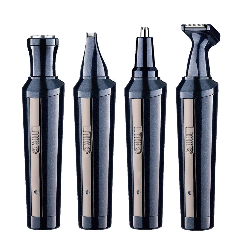 4 In 1 Waterproof Electric Nose Hair Trimmer Stainless Steel Rechargeable Cordless Shaver Nose Sideburns Hair Cutter