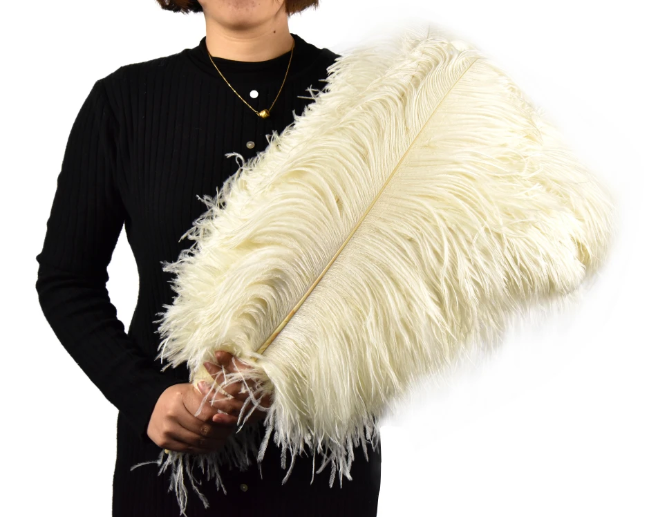 55-60cm Wholesale Feather Crafts Supplier Promotional Cheap White Dyed Big Ostrich Feather For Sale