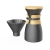 Import 550ml Matte Black Ceramic Pour Over Coffee Dripper Maker Pot with coffee Brewer Filter and wooden lid from China