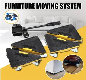 5pcs Furniture Transport Roller Set Furniture Lifting Moving Tool Movers + Wheel Furniture Lifter Sliders Bar Heavy Tool Set