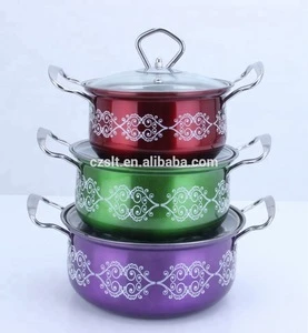 5pcs multicolor 410 stainless steel soup pot cookware set for kitchen