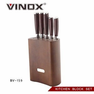 5pcs stainless steel kitchen knife set with wooden block