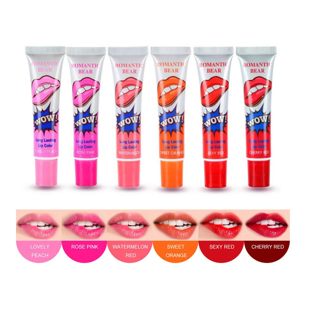 6 Colors Romantic Tearing Type Lip Gloss Film Magic Long Lasting Lip Tattoo Lip Tint Peel Off Lipstick