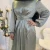 Import 6345# Arabic Silk Muslim Dresses Abaya in Dubai Islamic Clothing For Women Muslim Fashion Satin Dress from China
