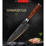 8 Inch Damascus Japanese Stainless Steel Kitchen Chef Knife Black Red Wooden Handle Kitchen Tool  Professional Gift Box