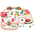 89piece Wooden Train Toy Railway for Wholesale