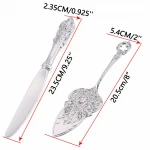 9.25 Silver Wedding Cake Knife And Server Set Elegant Baroque Party Cake Shovel Cutter Decorative Serving Utensils Silverware