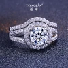 925 Sterling Silver Gold Plated Engagement ring 031Jewelry Ring