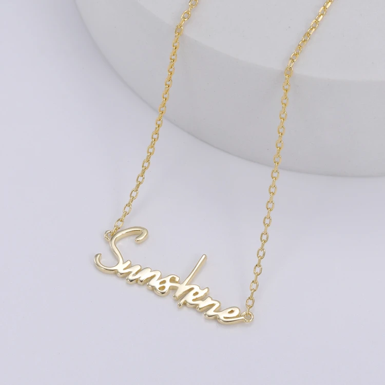 925 sterling silver Gold Plated Name Letter Necklace Women Pendant Statement Necklace Sunshine Pendant