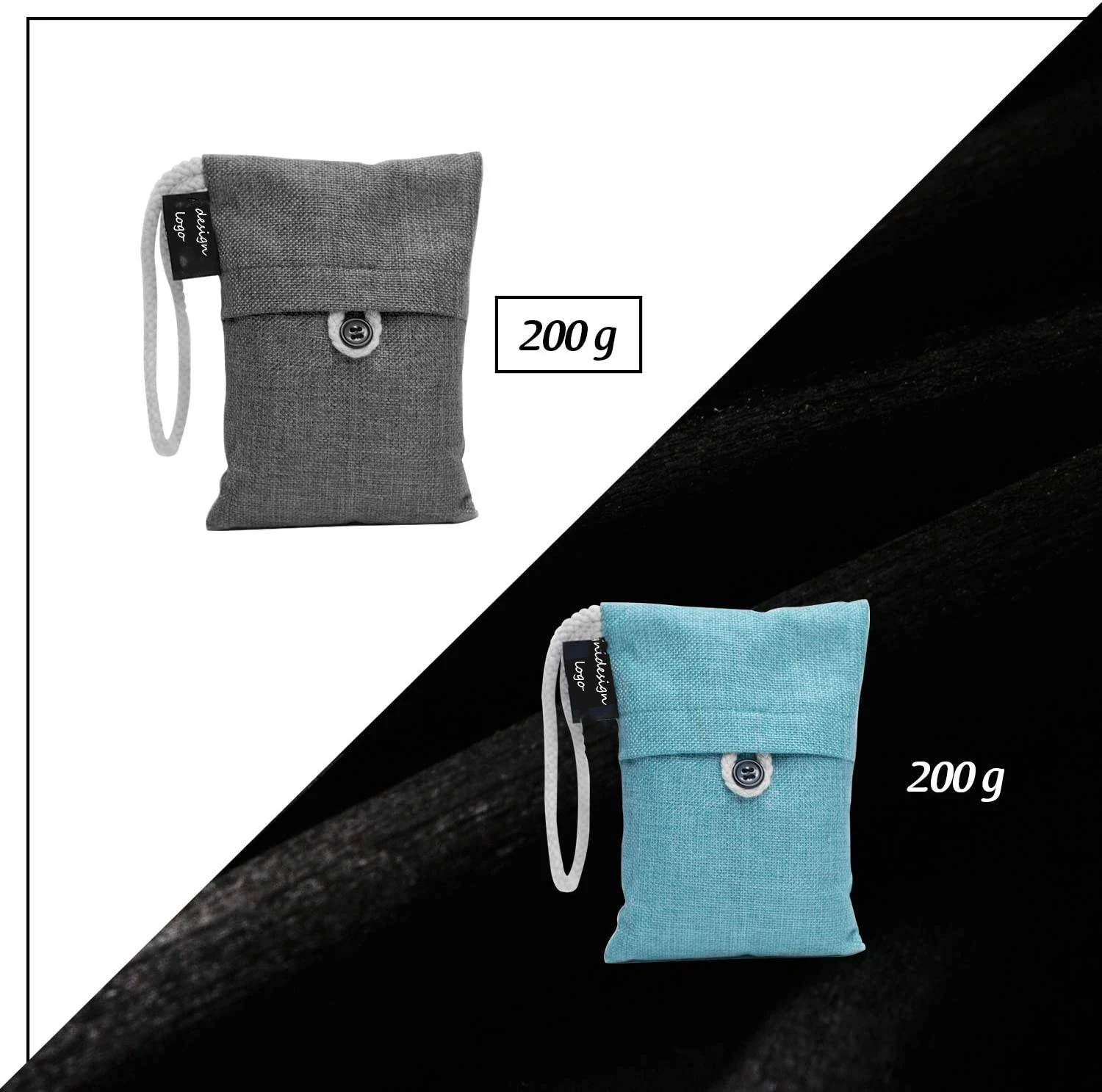 Activated Charcoal Bags Odor Absorbe Air Freshener  Moisture Absorber Packet hang with cotton rope