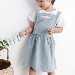 Adjustable Soft Cotton Linen Pinafore Apron for Kids for Home Cooking Baking Crafting Gardening Art Project