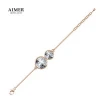 Aimer Jewellery Swarovski Crystal Classic Callura Round Twin Tennis Bracelet Bangle For Women Bridal Jewelry