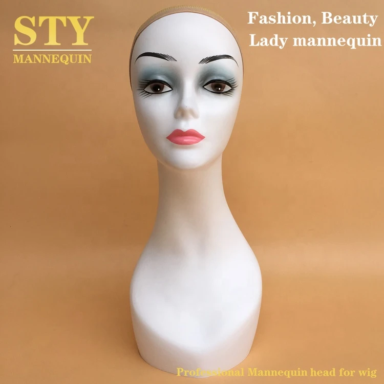 all white mannequin head mannequin display for female realistic makeup mannequin head Blue eye shadow