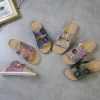 AM-019 hot selling New summer sequined double buckle beach slipper for women multi-color sparkly flip flop wholesale lady sandal