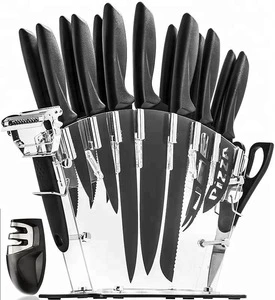 Amazon 13 Kitchen Knives Set Chef Knife Set with Knife Sharpener, 6 Steak Knives, Bonus Peeler