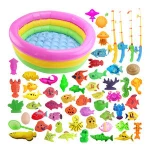 Amazon Hot Sell Children's Magnetic Fishing Toy With Inflatable Pool Parent-Child Interactive Game Baby Bath Toys