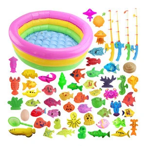 Amazon Hot Sell Children&#39;s Magnetic Fishing Toy With Inflatable Pool Parent-Child Interactive Game Baby Bath Toys