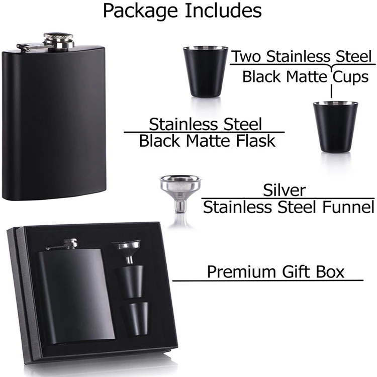 Amazon Hot Selling Gift Luxury Stainless Steel Hip Flask Gift Set