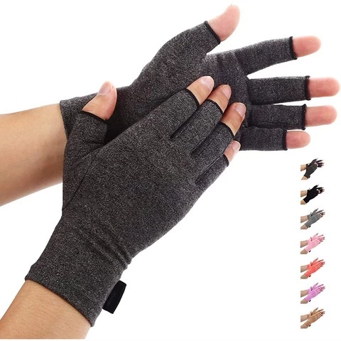Amazon Hot Selling Gray Therapy Fingerless Hand Compression Arthritis Gloves