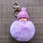 Artificial Fur Ball cute sleeping doll Keychain Fluffy Accessories Car Bag plush doll
