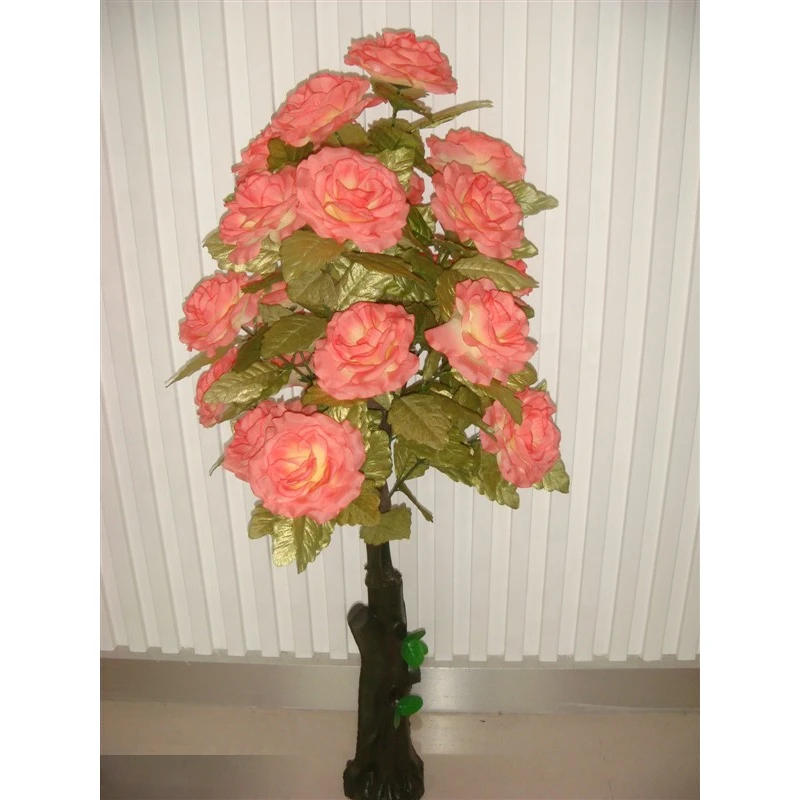 artificial indoor bonsai artificial tree plant with rose flower decoration