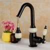 Artistic brass single handle kitchen hot and cold sink faucet