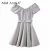Import ASM ANNA 2019 New Summer Women Clothing Elegant Slim Thin Strapless Boat Neck Off Shoulder Waistline Women Dress from China