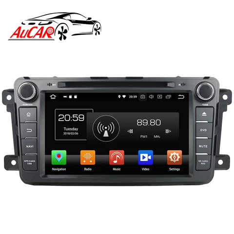 AuCAR 8" Android 10.0 Car Radio Video Audio Car DVD Player Touch Screen Car Stereo PX4 GPS Navigation  For Mazda CX-9 2007-2017