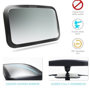 Baby Car Mirror, Safety Car Seat Mirror for Rear Facing Infant with Wide Crystal Clear View, Shatterproof, Fully Assembled, Cras