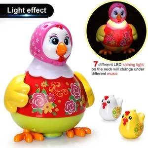 Baby Toys One Dancing Hen Two Whistle Chicks with Mulity Function,Flashing Lighting Music Wheel Voice Control Baby Musical Toys