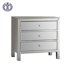 bathroom furniture mirrored nightstand chest cabinet mirrored glass nightstand with 3 drawers