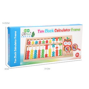 BDJ Owl Clock and Abacus Set Mathematics and Color Cognition Wooden Educational Montessori Toys For kids
