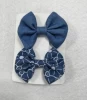 beautiful jean fabric butterfly tie barrette for girls