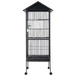 Best Choice Portable Iron Pet Parrot Rolling Stand Wooden Perches Feeding Bowls Animal Environments Cages Bird Cages