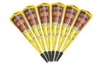 Best henna temporary mehndi tattoo paste 6 golecha black,maroon cone body art with 4 pcs henna stencils set.