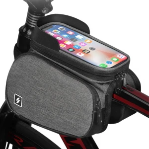 Bike Front Frame Bag,Universal Bicycle Motorcycle Handlebar Bag Top Tube Bike Bag with 360 Rotation Cell Phone Holder