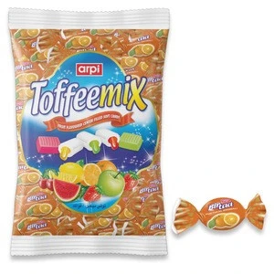 Birtad Soft (Chew) Candy Filled with Fruit Flavor Syrup 1 KG Toffeemix Bag