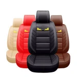 Black Four Seasons GM Universal 10pcs Full Set Needlework PU leather Front and Rear Car Seat Cushion Cover
