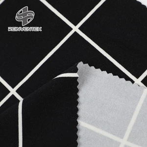 Black white knit window pattern brushed 90% polyester 10% spandex fabric for dress