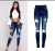 Import Bulk wholesale top quality navy blue women ripped Jeans soft ladies jeans pants from China