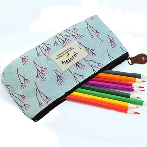 Canvas Pencil Case Pouch Nylon Pen Bag with Zipper