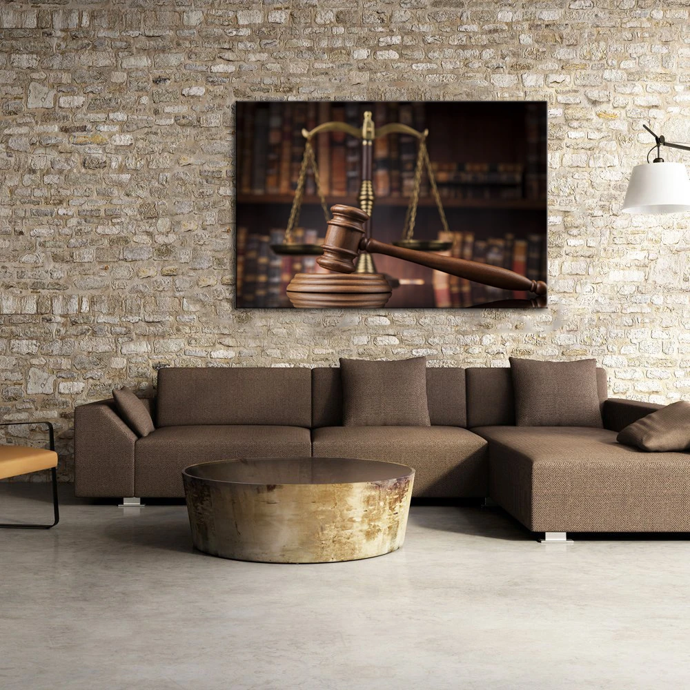 Canvas Walll Art Wooden Gravel Scale of Justice Laywer Office Decor Law Theme Painting Picture Giclee Print Modern Vintage Home