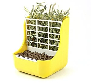 Carno Hot sale plastic rabbit grass feeder 2 in 1 feeders for small animals hay cage