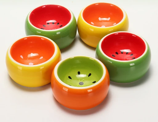 Ceramic Hamster Bowl Feeder Fruit Style Cute for Small Animal Pet Bowls &amp; Feeders Cups &amp; Pails Eco-friendly Rounded Stocked