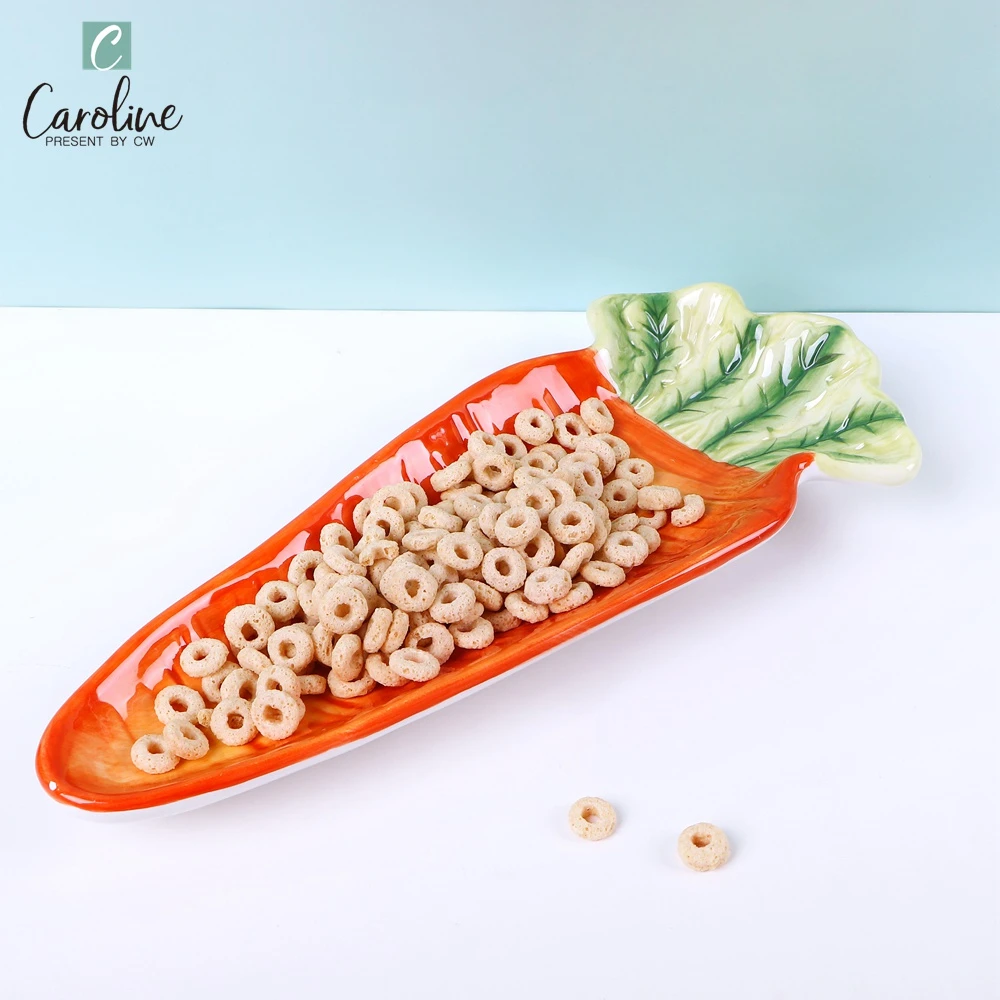 Ceramic Serving Fruit Platter Plates Carrot Shape