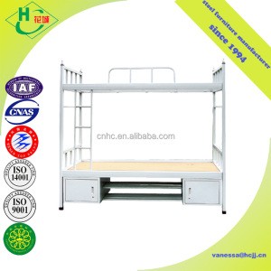 Cheap customized color army metal bunk bed with locker metal double bunk bed