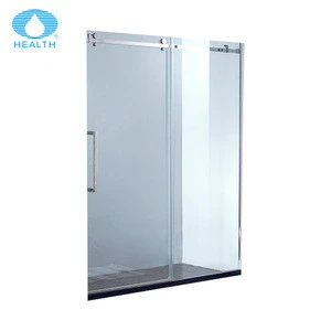Cheap price double roller sliding frameless glass shower door