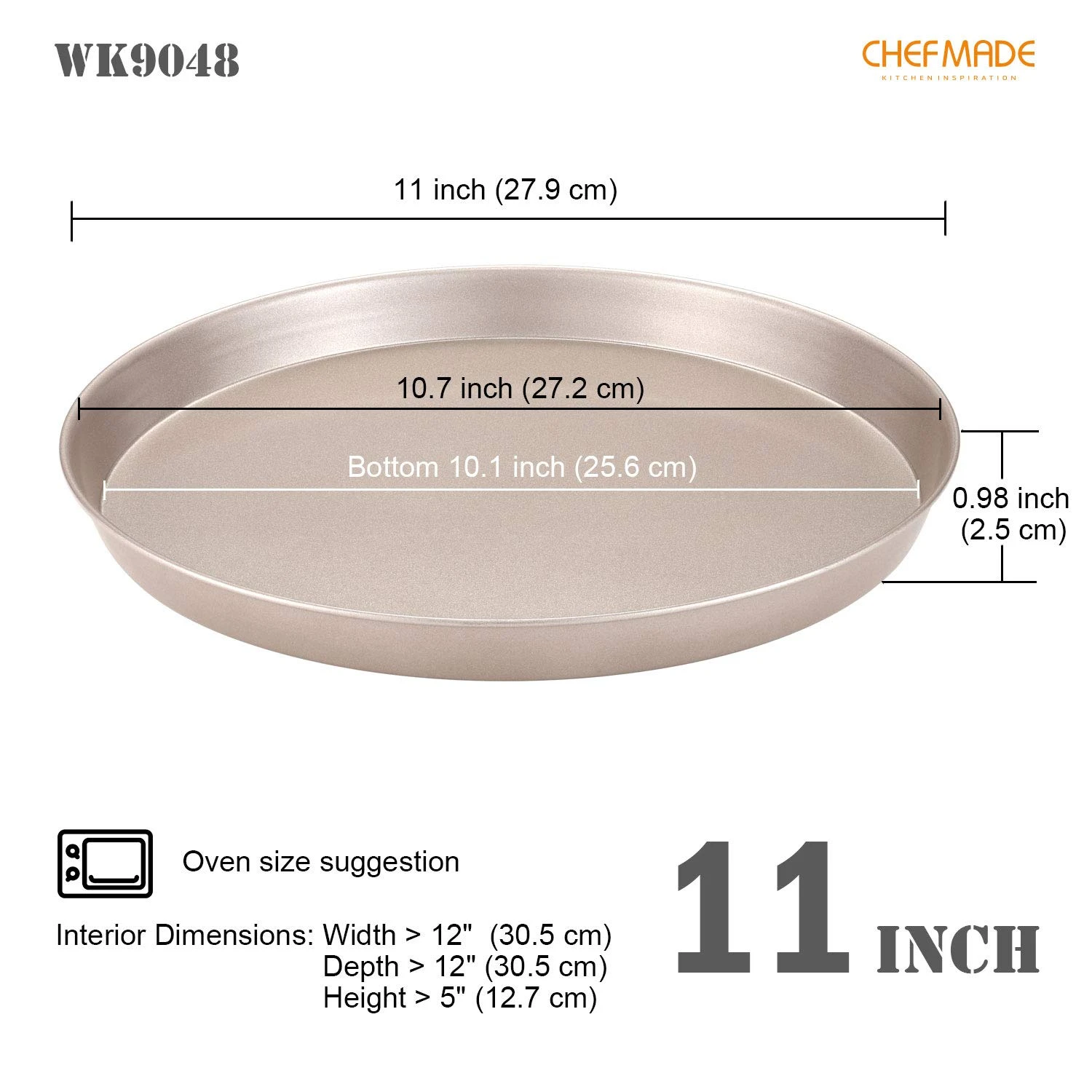 CHEFMADE 10-Inch Non-Stick Pancake Bakeware Pizza Pan Tray for Oven Baking (Champagne Gold)