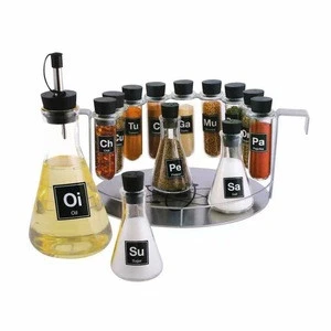Chemist&#39;s Spice Rack, 14 Piece Chemistry Spice Rack Set, Test Tube Spice Rack Set with  Flask Oil Bottle